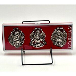 Gorham Silver Plated Angel Ornaments Set of 3 Christmas Gift Holiday Decor